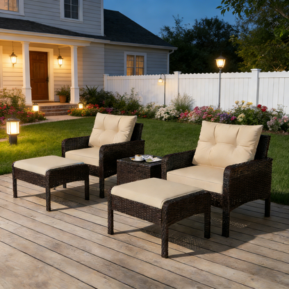 YODOLLA Outdoor 5 Pieces Patio Furniture Set, Beige