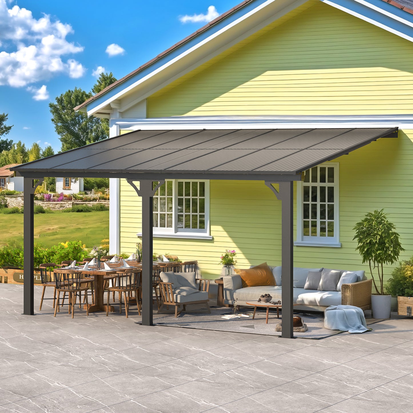 YODOLLA 14' × 10’ Adjustable Height Outdoor Gazebo Pergola for Patio