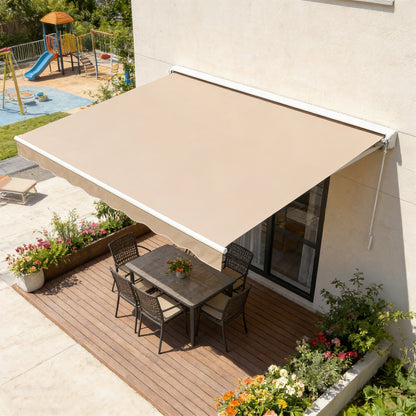 YODOLLA 14'×10' Manual Retractable Awning Sun Shade Patio