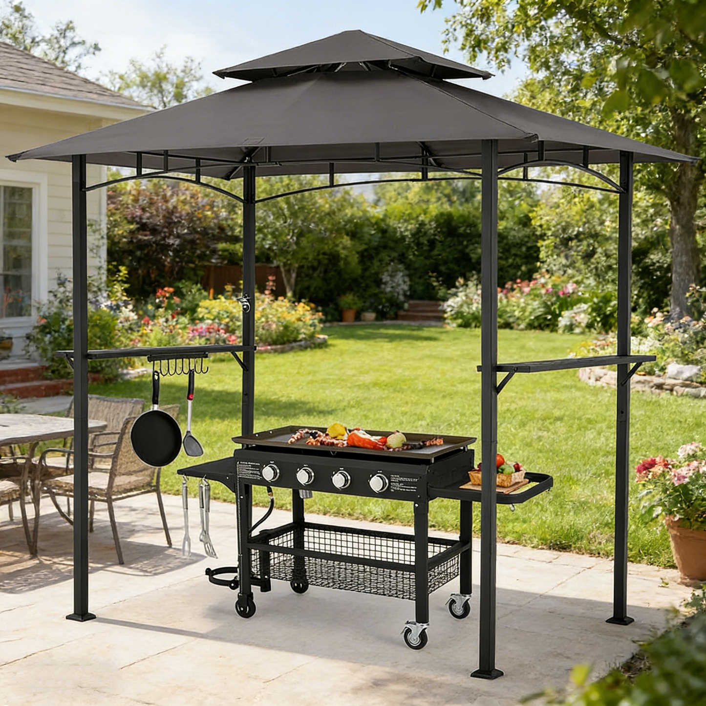 YODOLLA 8' x 5' Grill Gazebo, Dark Grey