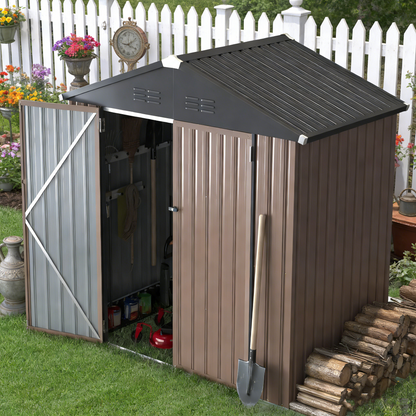 YODOLLA Shed 6' x 4' Storage Shed, Metal Sheds & Outdoor Storage, Grey