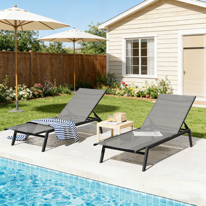 YODOLLA 2 PCS Curved Design Pool Lounge Chairs, Dark Grey