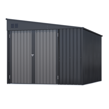 YODOLLA 8x10 Lean-to Shed, Outdoor Storage Shed, Dark Gray