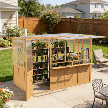 YODOLLA 6x10 FT Wood Greenhouse for Outdoors
