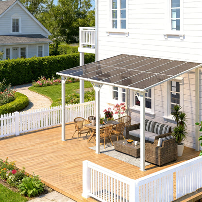 YODOLLA 14' x 10' Hard Top Lean to Gazebo for Patio, White