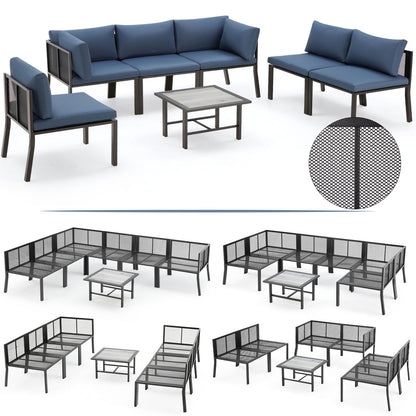 YODOLLA 7 Pieces Patio Furniture Set, Blue