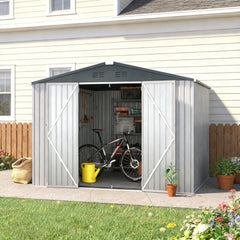 YODOLLA 10'x10' White Metal Storage Shed