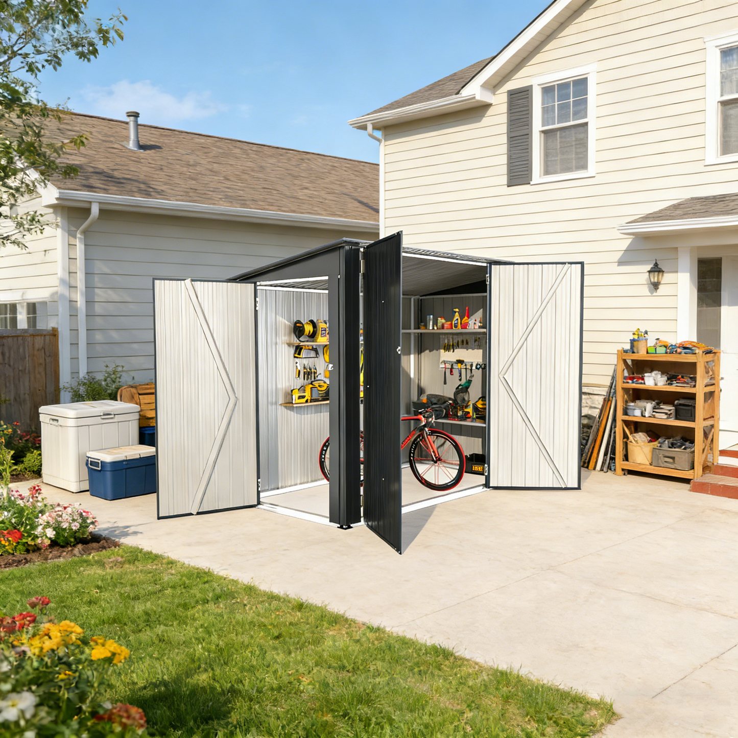 YODOLLA Outdoor Storage Cabinet, 7x4 Horizontal