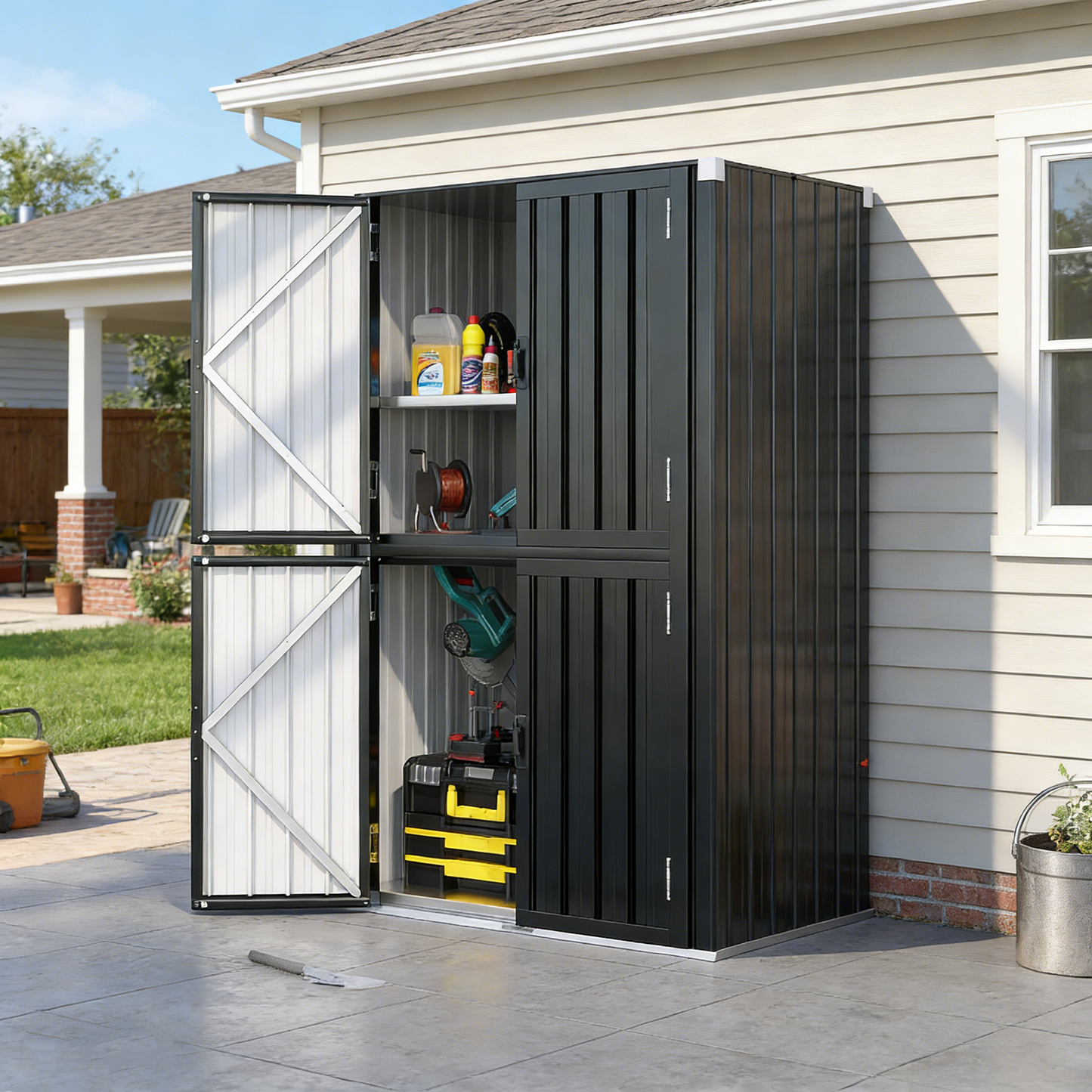 YODOLLA Outdoor Cabinet Outdoor Storage Cabinet, Gray