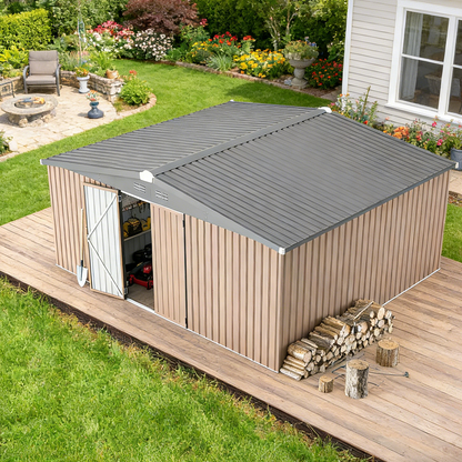 YODOLLA 14x12 Metal Storage Shed Outdoor Shed, Gray