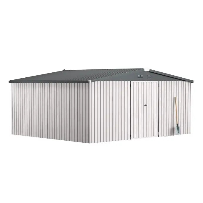 YODOLLA 14x12 Metal Storage Shed Outdoor Shed, White