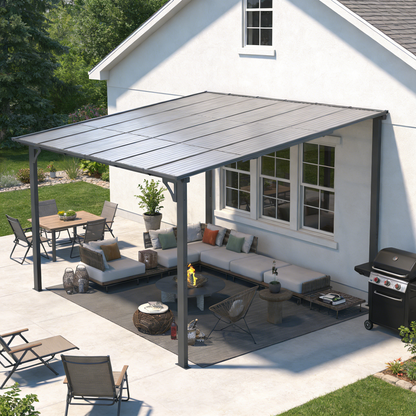 YODOLLA 12' x 12' Large Outdoor Wall Mounted Gazebos, Dark Gray