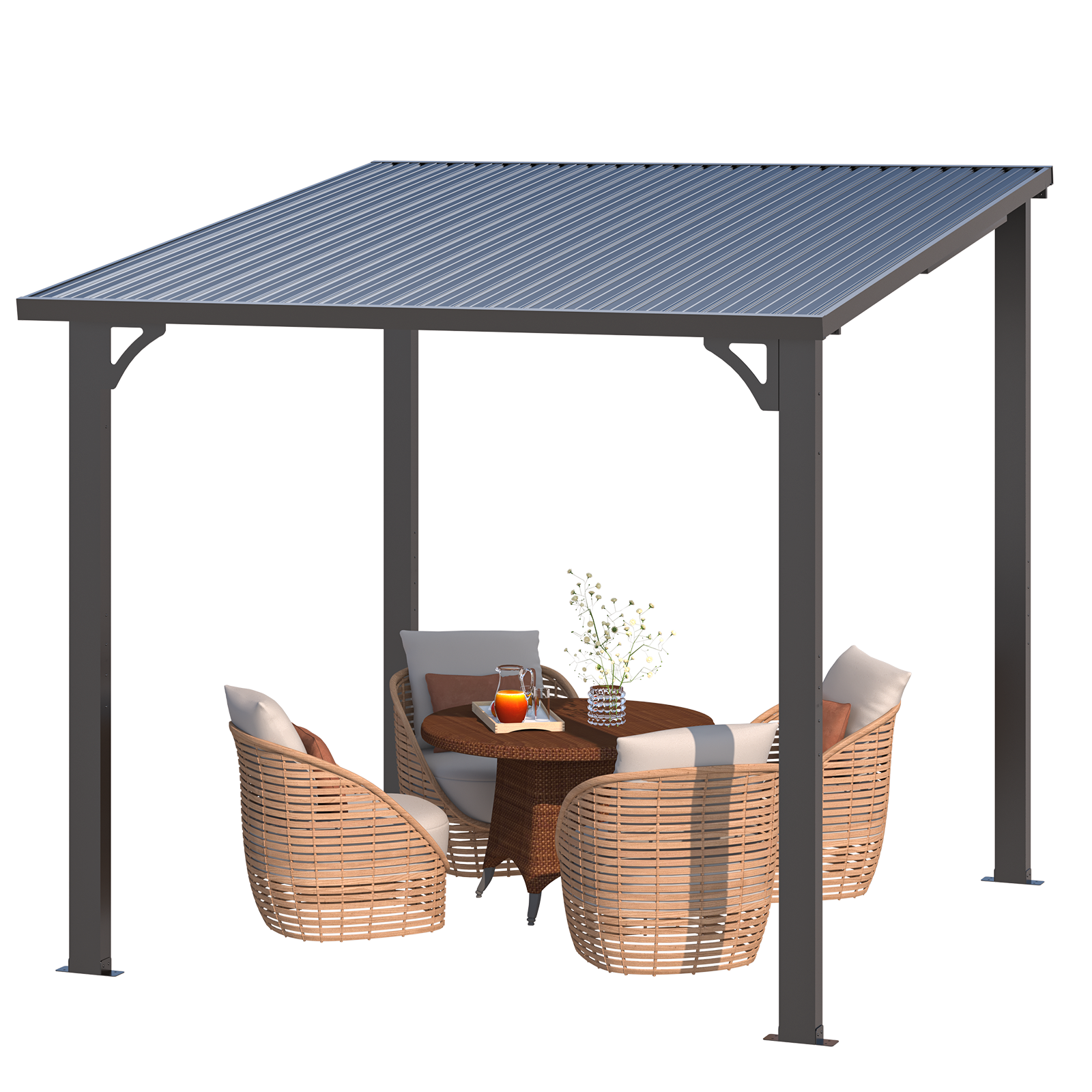 YODOLLA Dark Grey 8x8 Pergola with Roof