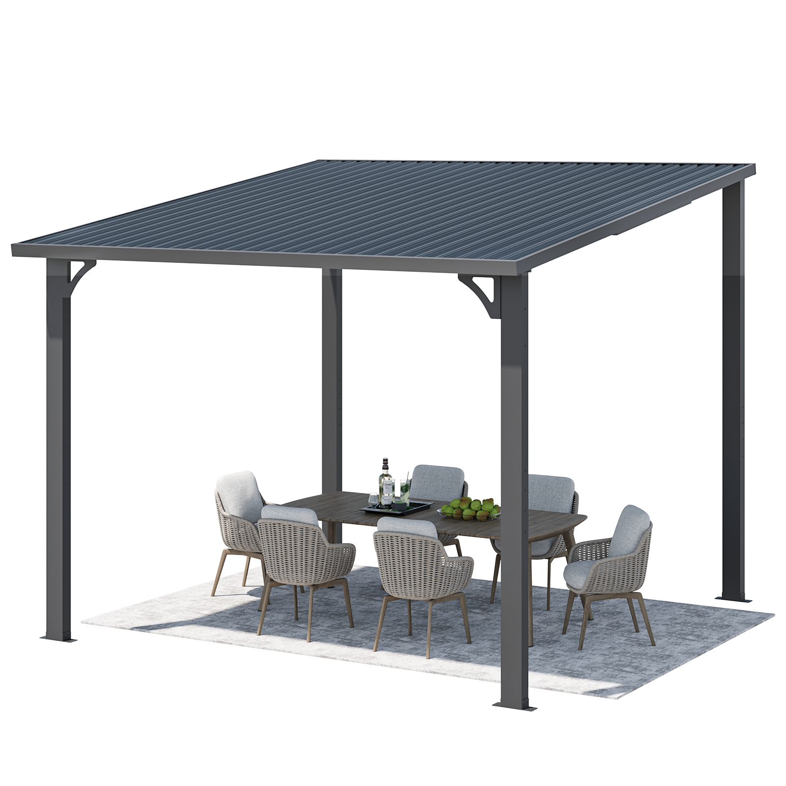 YODOLLA Dark Grey 10x10 Pergola with Roof