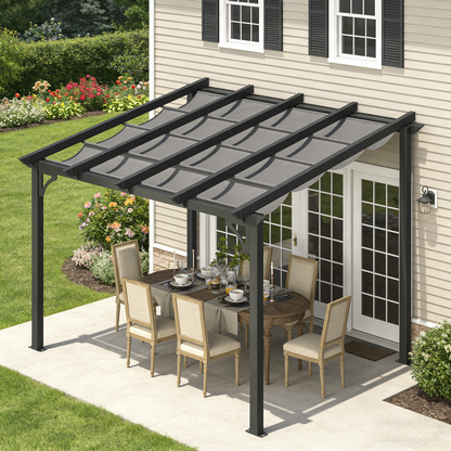 YODOLLA 10' x 8' Gazebo for Patio, Retractable Pergola with Adjustable Sun Shade Canopy Roof