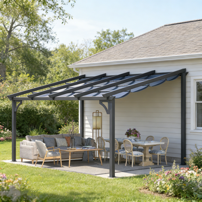 YODOLLA 14' x 10' Gazebo for Patio, Retractable Pergola with Adjustable Sun Shade Canopy Roof