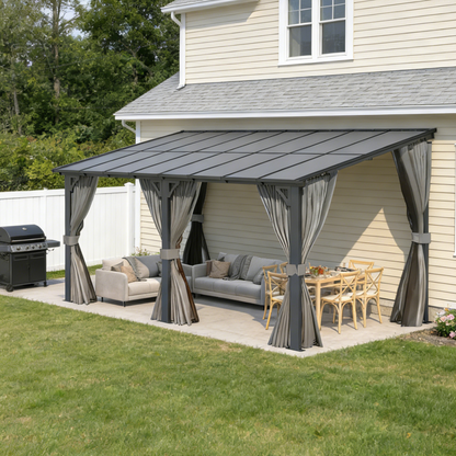 YODOLLA 16' x 12' Gazebo Outdoor Pergola with Curtains and Netting