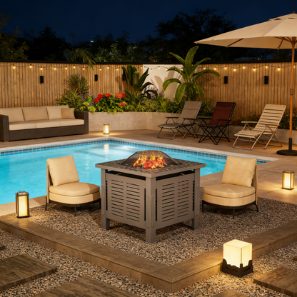 YODOLLA 30 Inch Fire Pit Table, Black