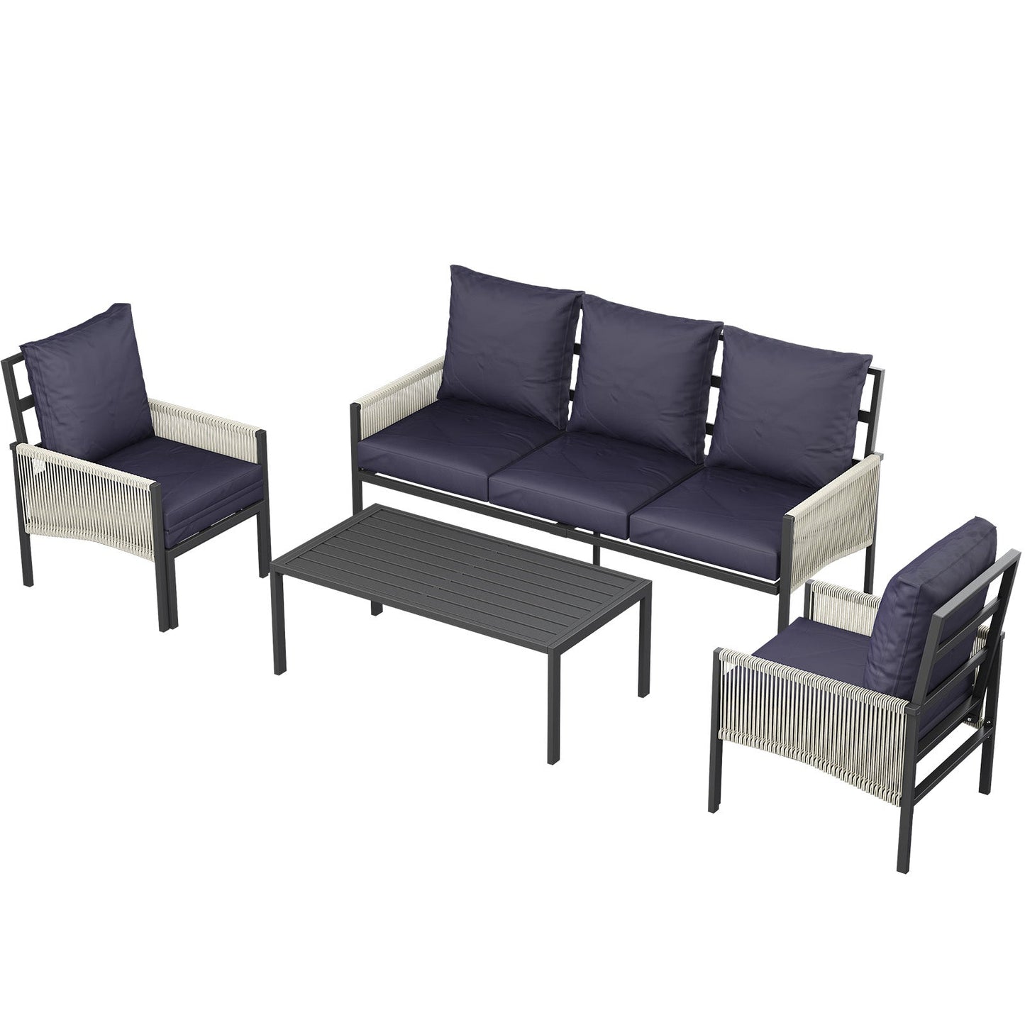 YODOLLA Aluminum Patio Furniture Set 5/4 Seats Outdoor Sectional Couch