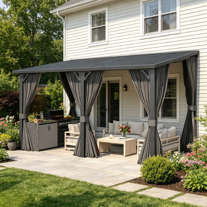 YODOLLA 14' x 8' Outdoor Hardtop Metal Gazebo for Patio Galvanized Steel Pergolas