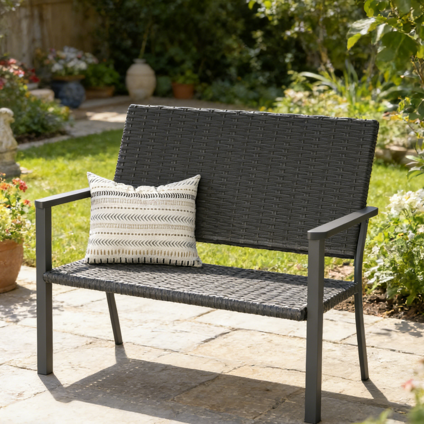 YODOLLA Outdoor Garden Bench,  Patio Loveseat with Backrest Armrests
