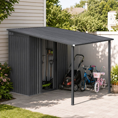 YODOLLA 5'x8' Metal Outdoor Grill Gazebo & 215 Cu.ft Lean to Storage Shed