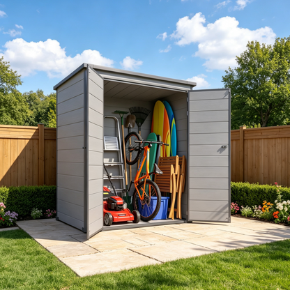 YODOLLA 3'x5' Resin Outdoor Storage Shed, Lean to Plastic Shed with Base