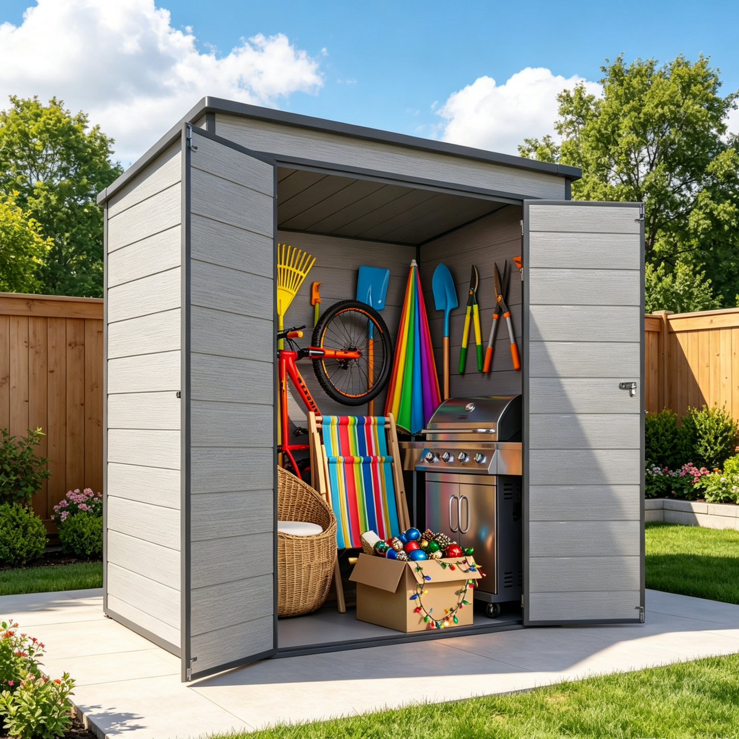 YODOLLA 4'x6' Resin Outdoor Storage Shed, Lean to Plastic Shed with Base