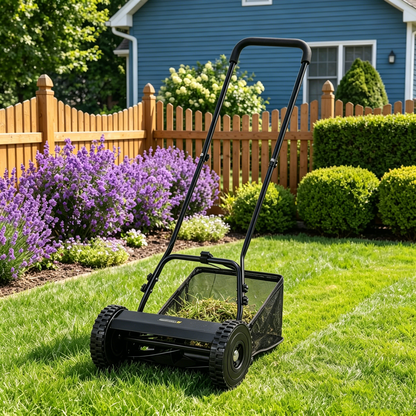 YODOLLA 14-Inch Manual Lawn Mower, 5 Blades Push Reel Lawn Mower