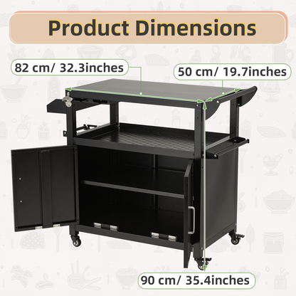 YODOLLA Outdoor Grill Cart Kitchen Storage Cabinets Island with Wheels