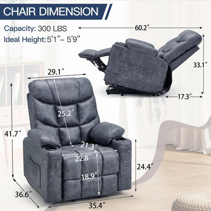 YODOLLA Massage Power Lift Recliner for Elderly, Faux Leather, Bronze Dark Grey