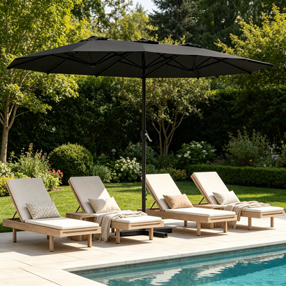 YODOLLA 15x9ft Double-Sided Patio Umbrella, Black