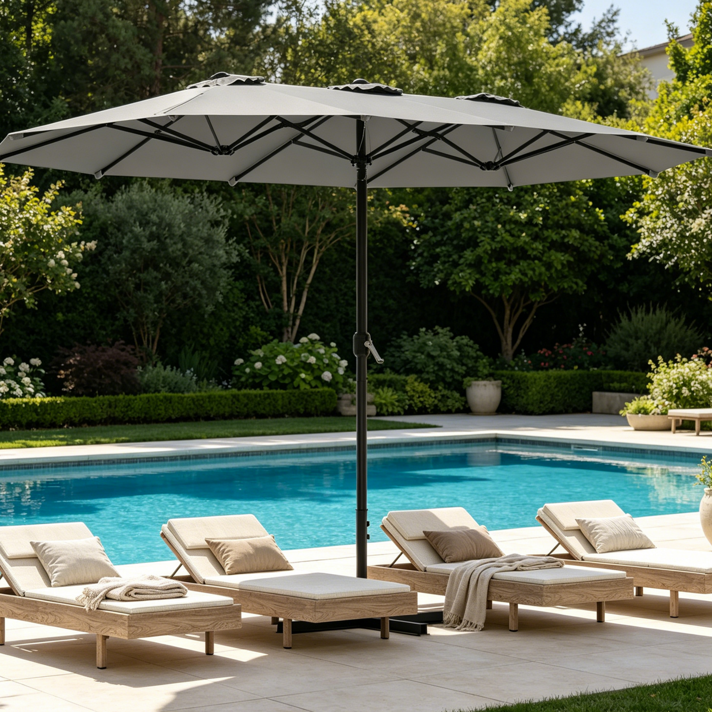 YODOLLA 15x9ft Double-Sided Patio Umbrella, Dark Grey