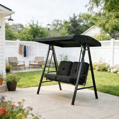 YODOLLA Patio Swing Chair 2-Seat for Adult, Black