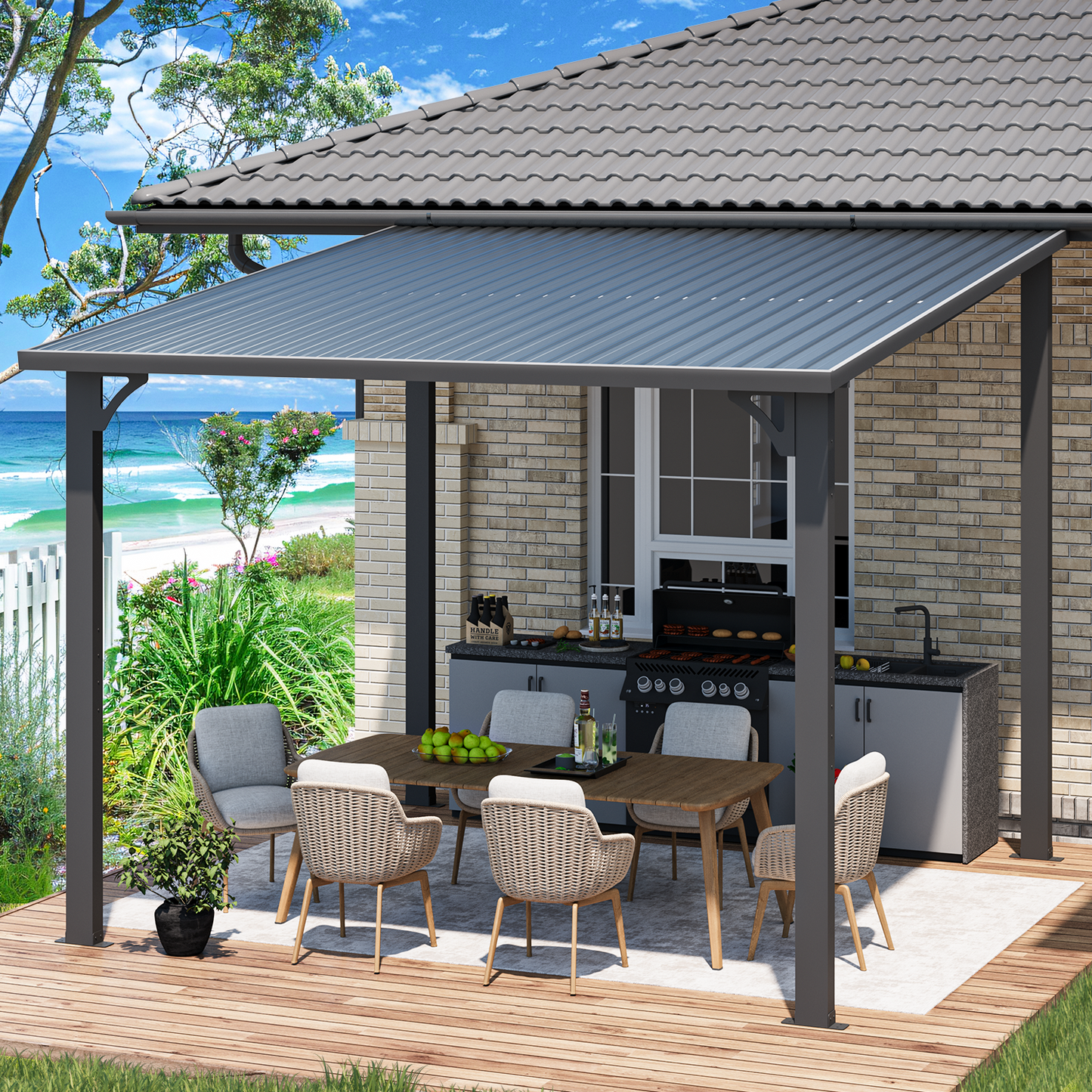 YODOLLA 10x10 Outdoor Pergola Hardtop Gazebo