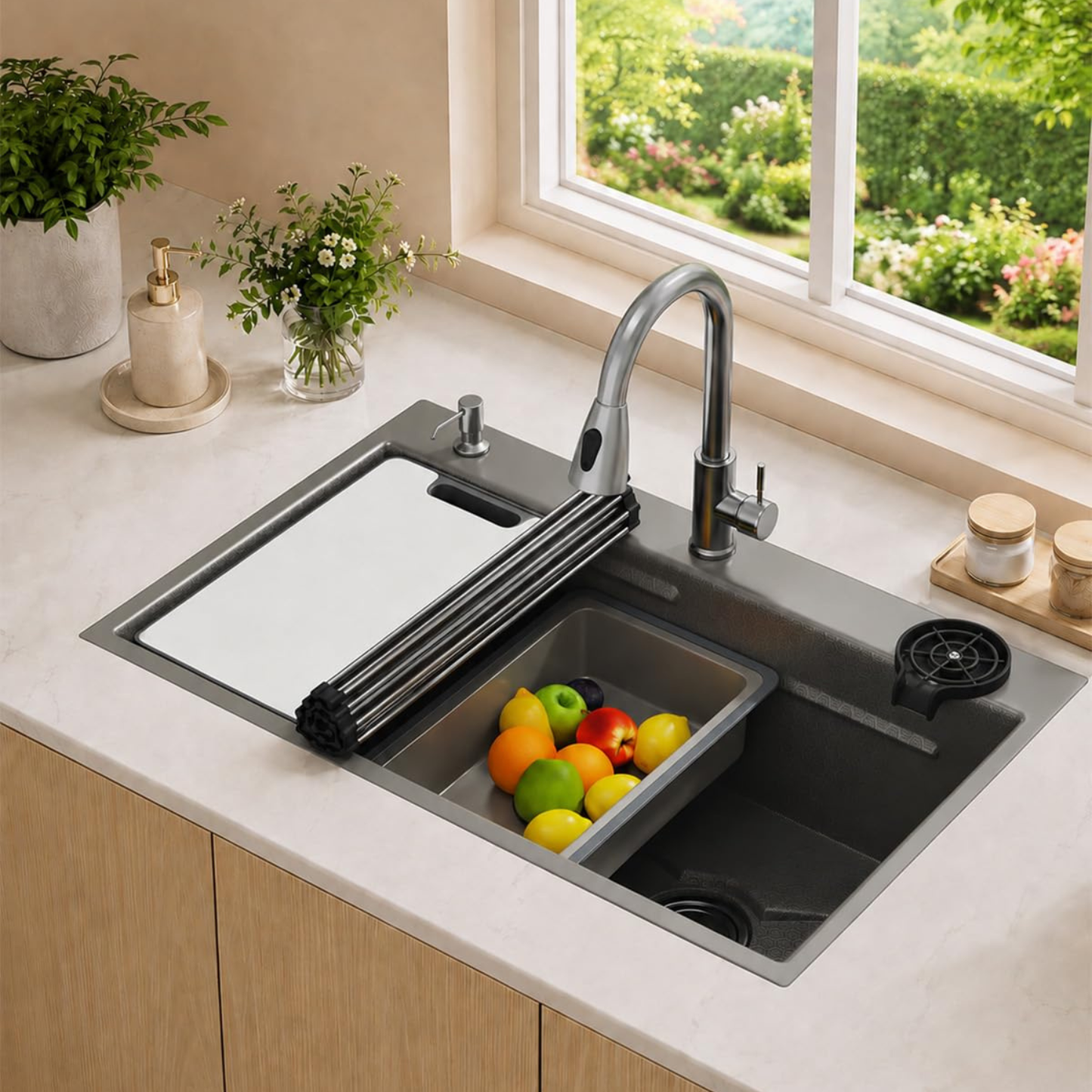 YODOLLA 33x22 In Drop-in/Topmount Kitchen Sink, Stainless Steel Workstation Sink