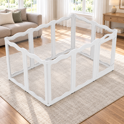 YODOLLA Clear Acrylic Dog Playpen Indoor, 30" H, 10 Panels, White