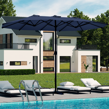 YODOLLA 15x9ft Double-Sided Patio Umbrella, Navy Blue