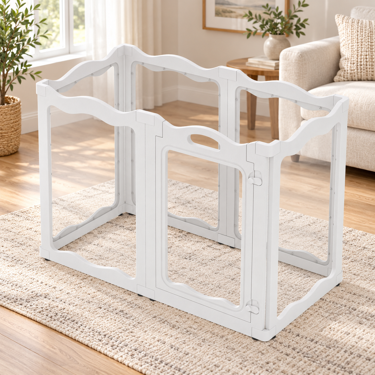 YODOLLA Clear Acrylic Dog Playpen Indoor, 30" H, 6 Panels, White
