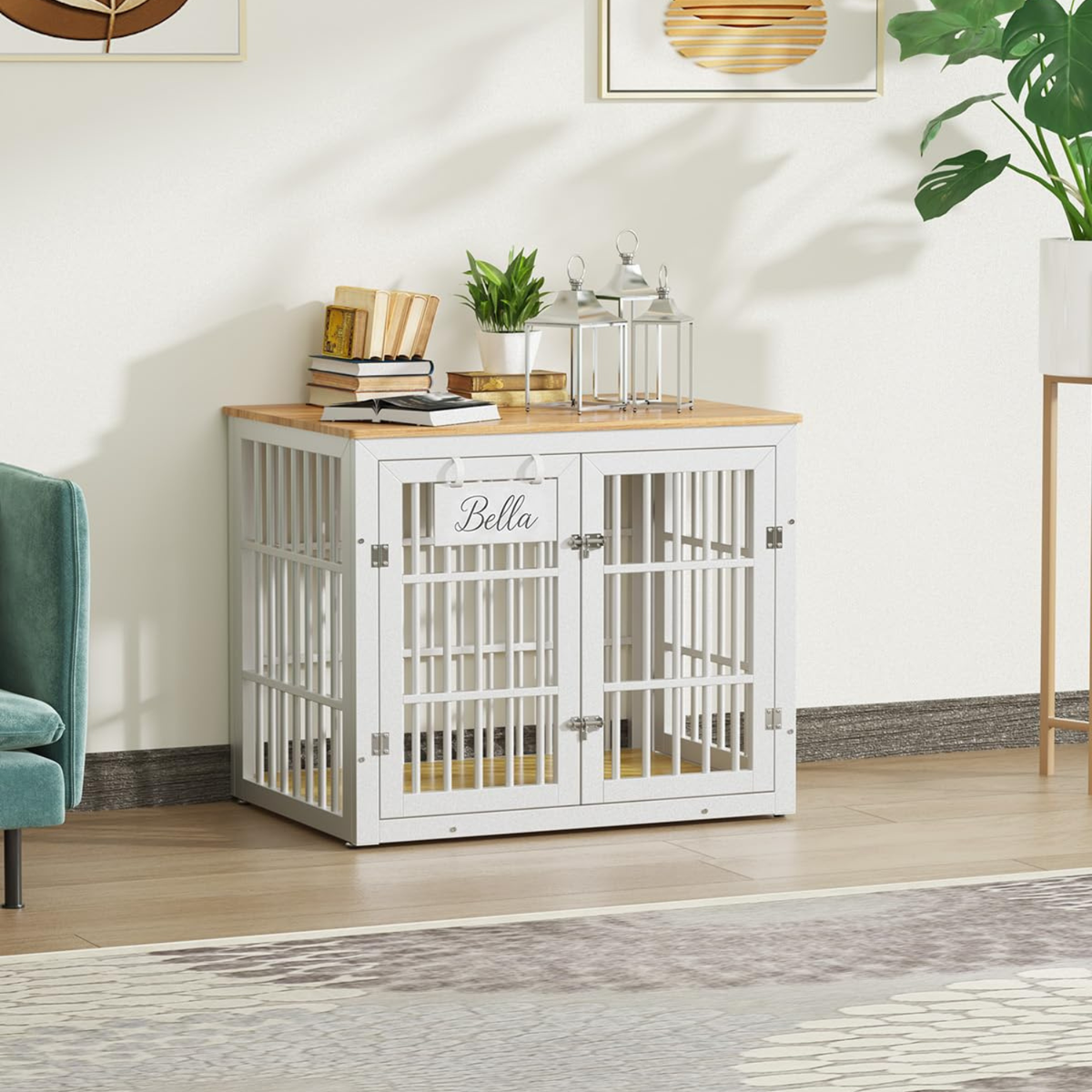 YODOLLA 38'' Dog Crate Furniture for Large Dogs, White