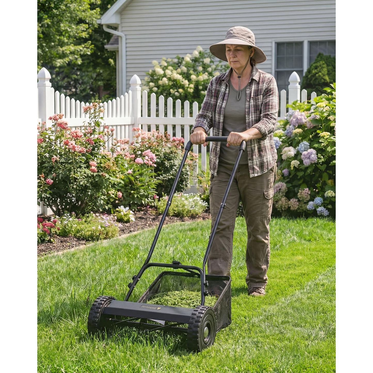 YODOLLA 16-Inch Manual Lawn Mower, 5 Blades Push Reel Lawn Mower