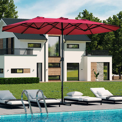 YODOLLA 15x9ft Double-Sided Patio Umbrella, Red