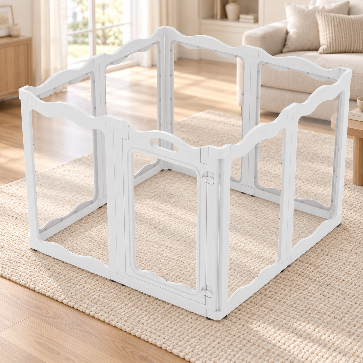 YODOLLA Clear Acrylic Dog Playpen Indoor, 30" H, 8 Panels, White