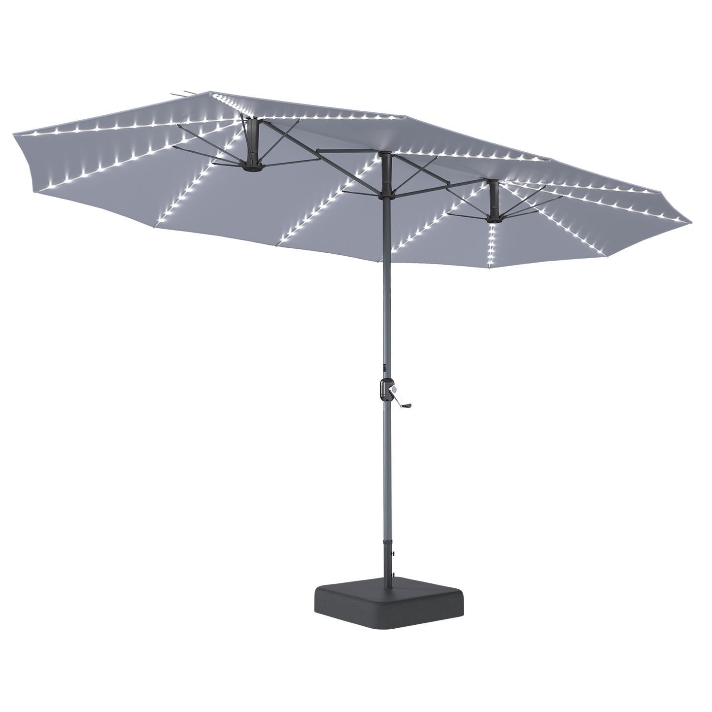YODOLLA 15ft Double-Sided Patio Umbrella Outdoor Rectangle Umbrella with Base, Grey