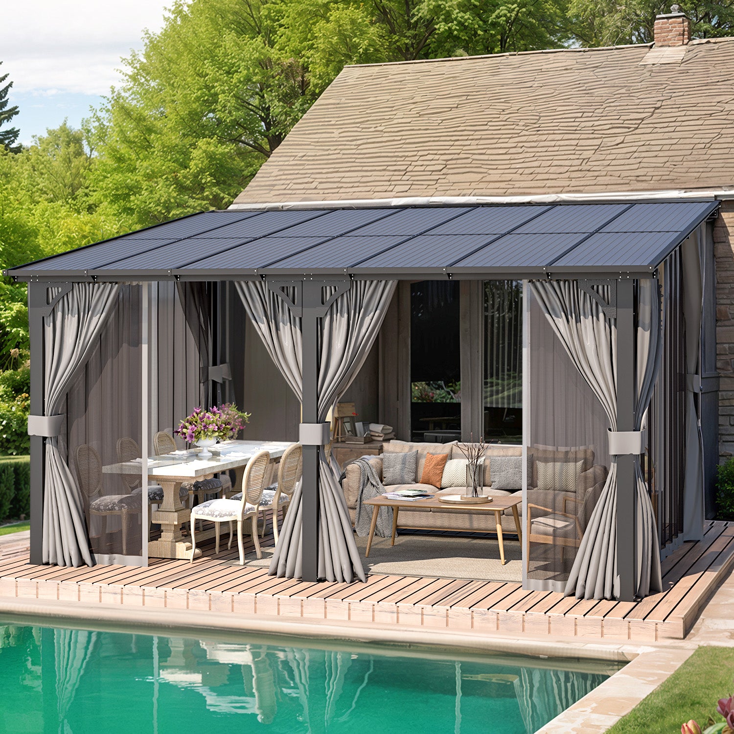 YODOLLA Gazebo with Curtains