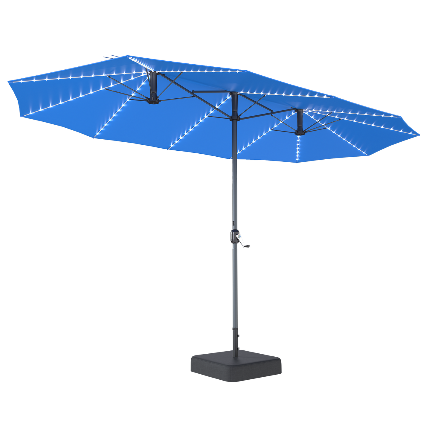 YODOLLA 15ft Double-Sided Patio Umbrella Outdoor Rectangle Umbrella with Base, Blue