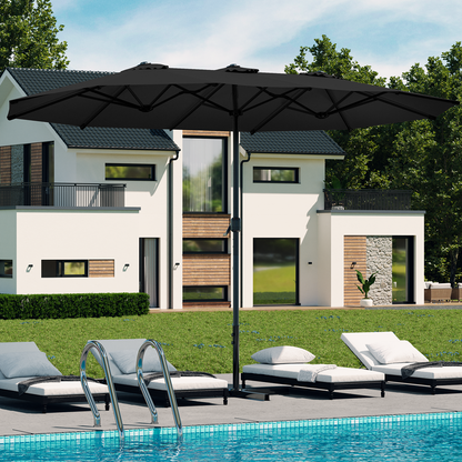 YODOLLA 15x9ft Double-Sided Patio Umbrella, Black