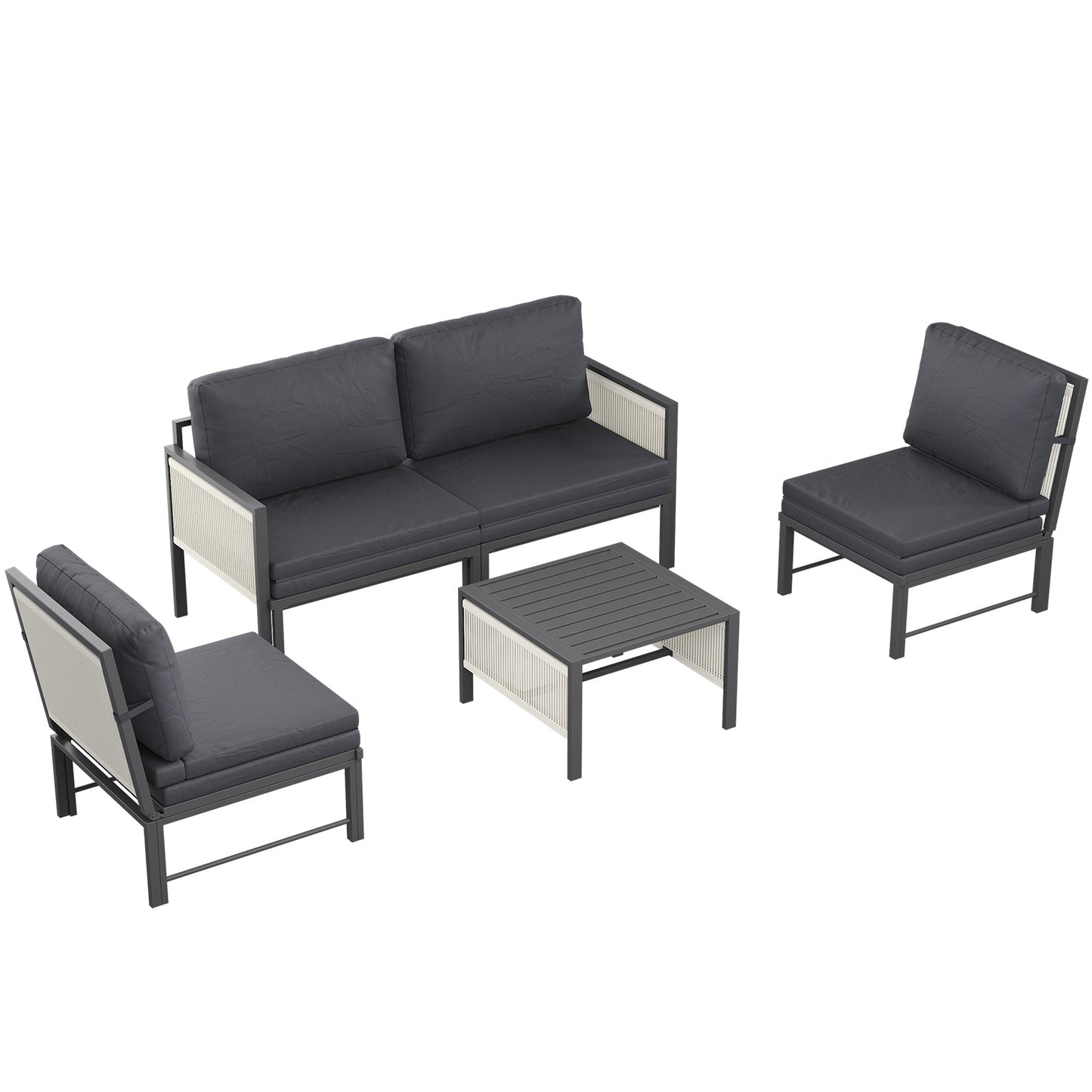 YODOLLA Aluminum Patio Furniture Set 5/4 Seats Outdoor Sectional Couch