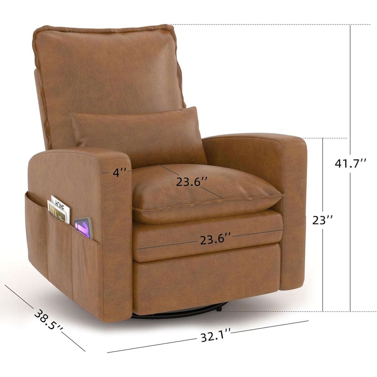 YODOLLA Rocking Chair Reclining Sofa Chair, Faux Leather Brown