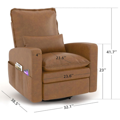 YODOLLA Rocking Chair Reclining Sofa Chair, Faux Leather Brown